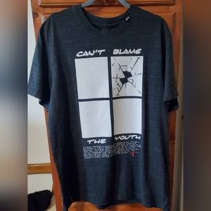 Mens charcoal color cant blame the youth LRG short sleeve tshirt sizeXL